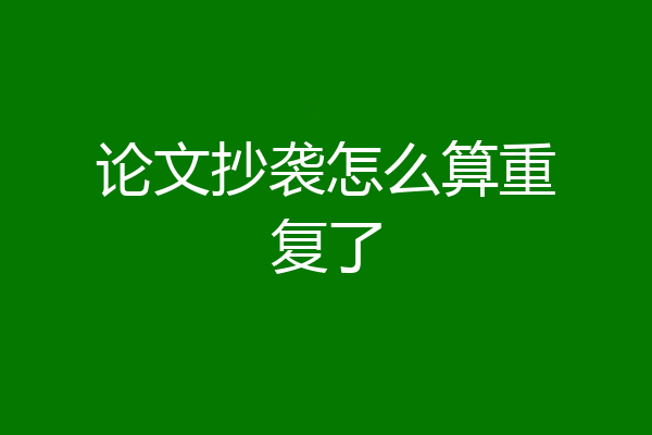 论文抄袭怎么算重复了