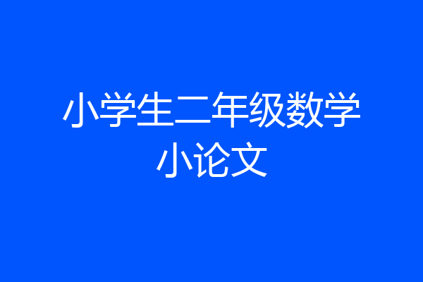 小学生二年级数学小论文