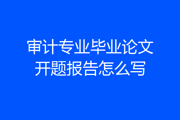 审计专业毕业论文开题报告怎么写