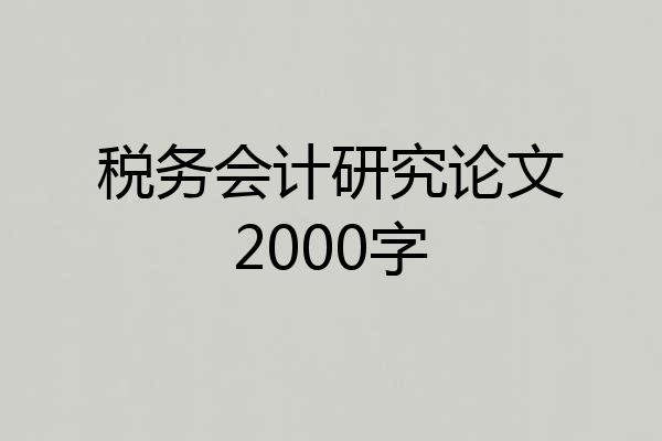 税务会计研究论文2000字