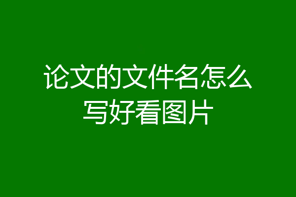论文的文件名怎么写好看图片