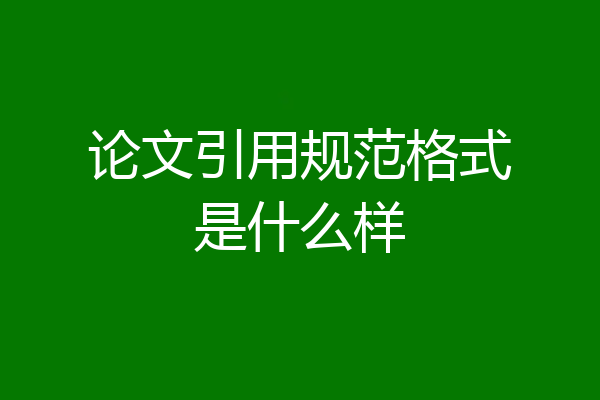论文引用规范格式是什么样