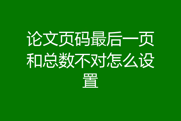 论文页码最后一页和总数不对怎么设置