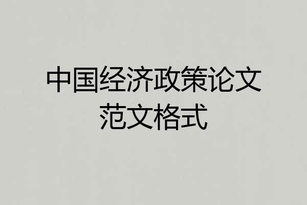 中国经济政策论文范文格式