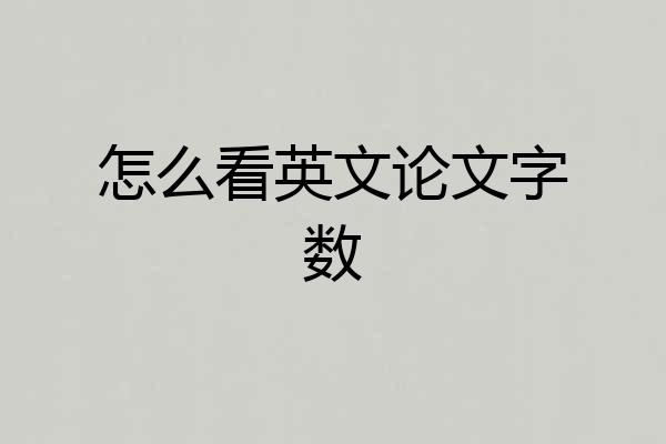怎么看英文论文字数