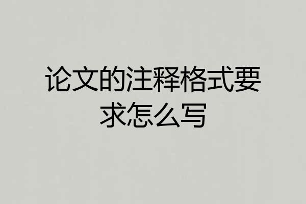 论文的注释格式要求怎么写