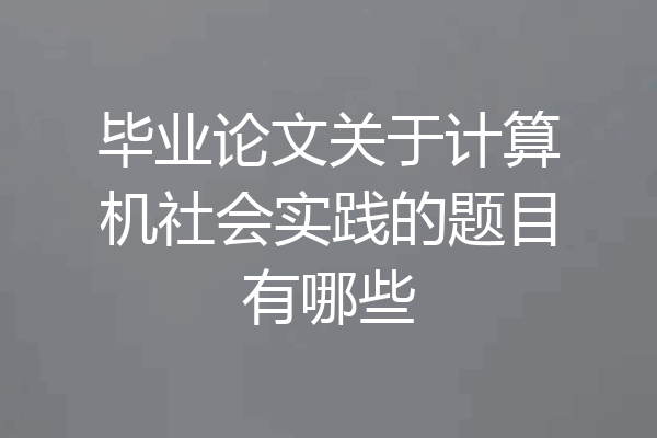 毕业论文关于计算机社会实践的题目有哪些