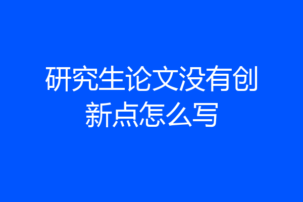 研究生论文没有创新点怎么写