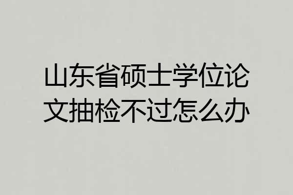 山东省硕士学位论文抽检不过怎么办