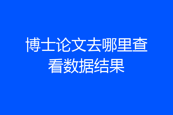 博士论文去哪里查看数据结果