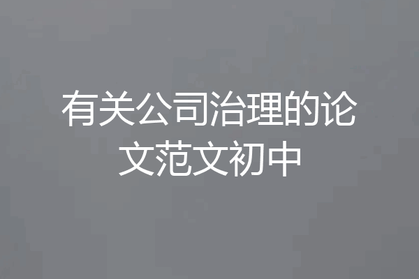 有关公司治理的论文范文初中
