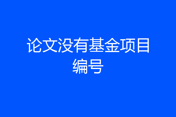 论文没有基金项目编号