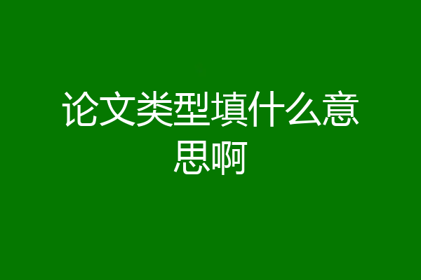 论文类型填什么意思啊