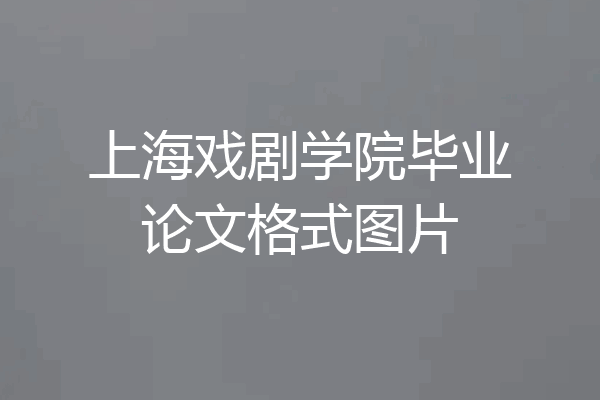 上海戏剧学院毕业论文格式图片