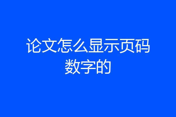 论文怎么显示页码数字的