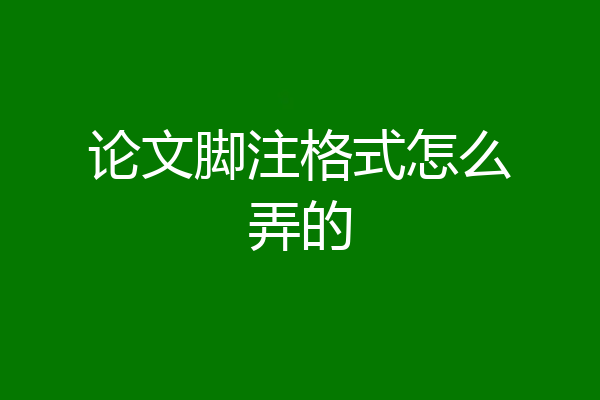 论文脚注格式怎么弄的