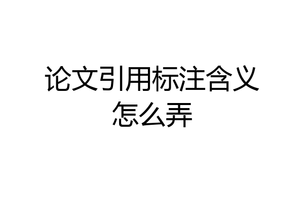 论文引用标注含义怎么弄