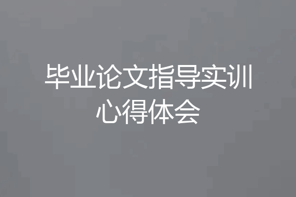 毕业论文指导实训心得体会