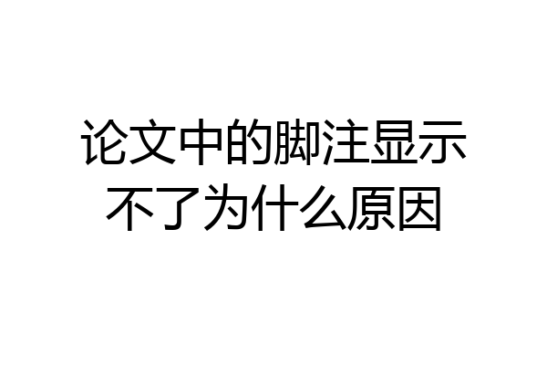 论文中的脚注显示不了为什么原因