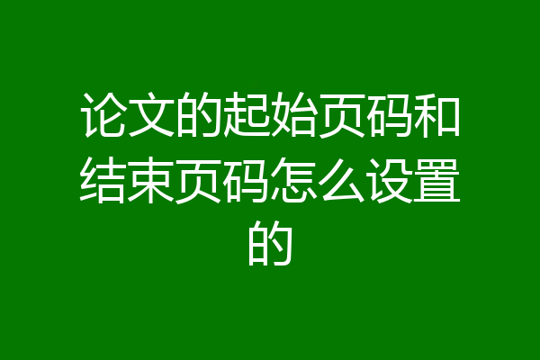 论文的起始页码和结束页码怎么设置的