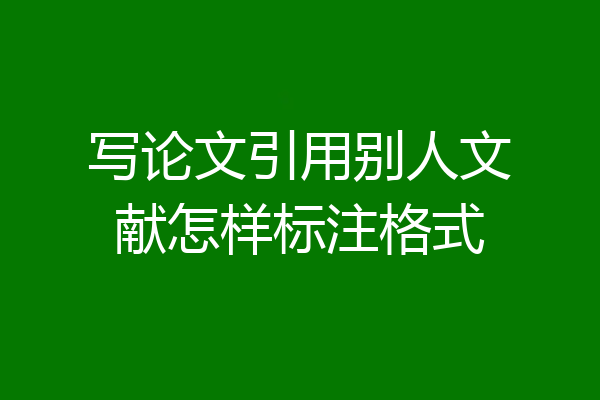 写论文引用别人文献怎样标注格式