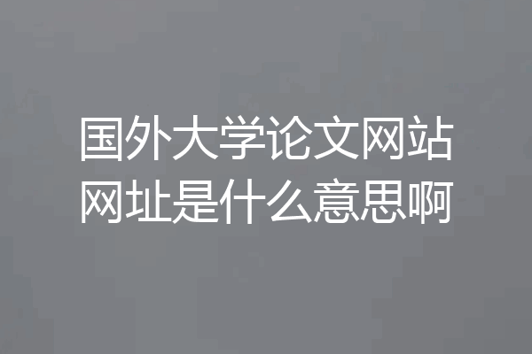 国外大学论文网站网址是什么意思啊