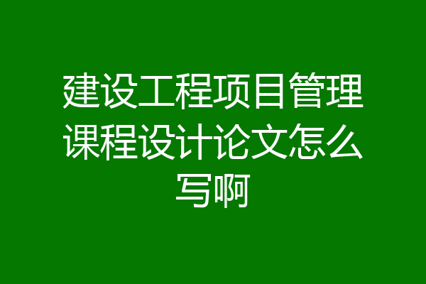 建设工程项目管理课程设计论文怎么写啊