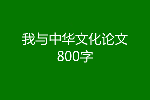 我与中华文化论文800字