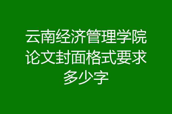 云南经济管理学院论文封面格式要求多少字