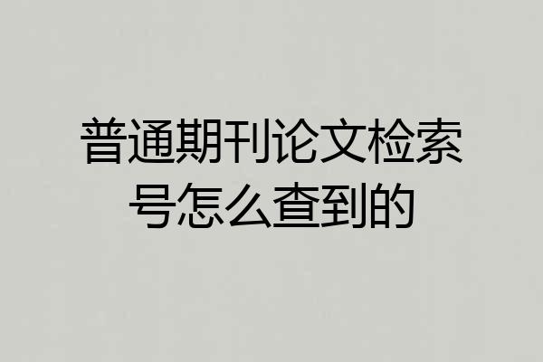 普通期刊论文检索号怎么查到的