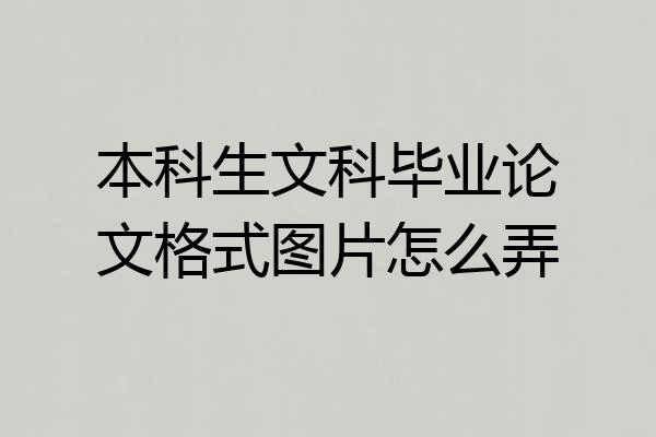 本科生文科毕业论文格式图片怎么弄