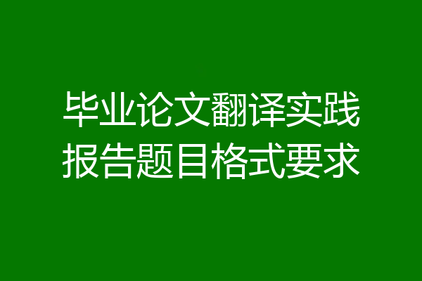 毕业论文翻译实践报告题目格式要求