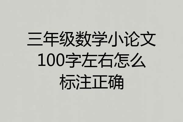 三年级数学小论文100字左右怎么标注正确