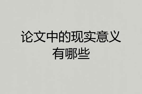 论文中的现实意义有哪些
