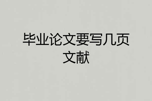 毕业论文要写几页文献