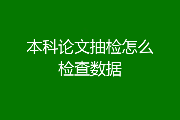 本科论文抽检怎么检查数据