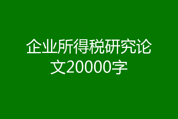 企业所得税研究论文20000字