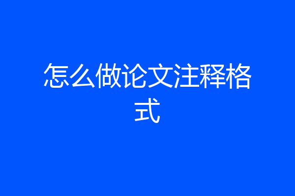 怎么做论文注释格式