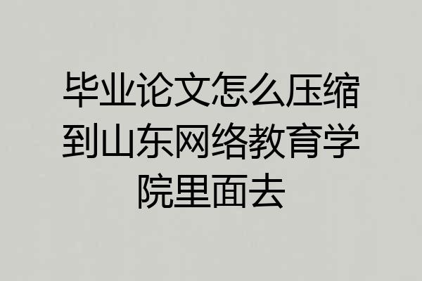 毕业论文怎么压缩到山东网络教育学院里面去