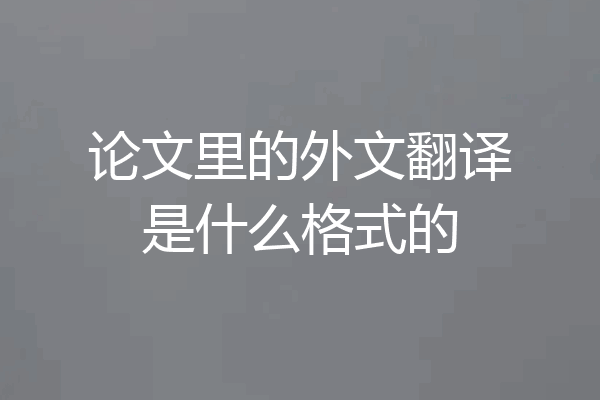 论文里的外文翻译是什么格式的