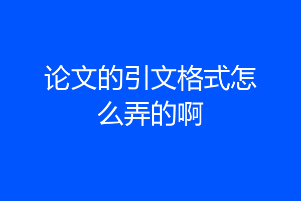 论文的引文格式怎么弄的啊