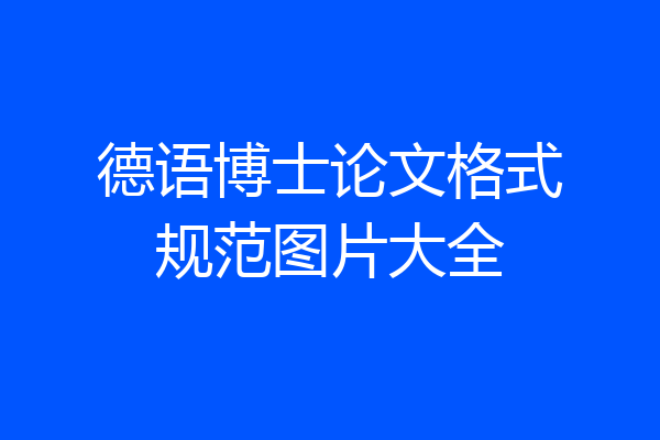 德语博士论文格式规范图片大全