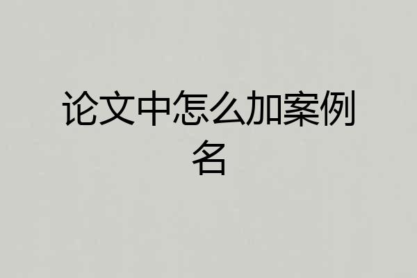 论文中怎么加案例名