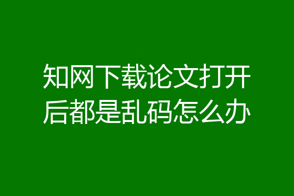 知网下载论文打开后都是乱码怎么办