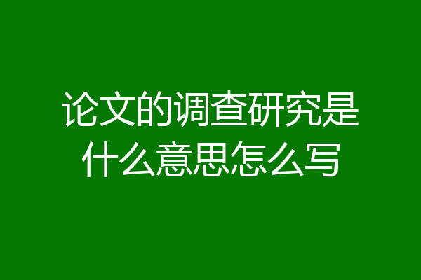 论文的调查研究是什么意思怎么写