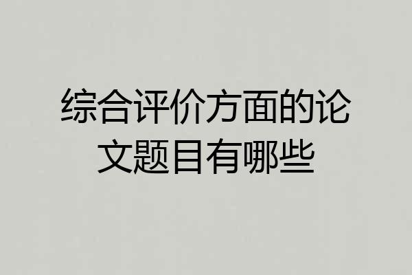 综合评价方面的论文题目有哪些