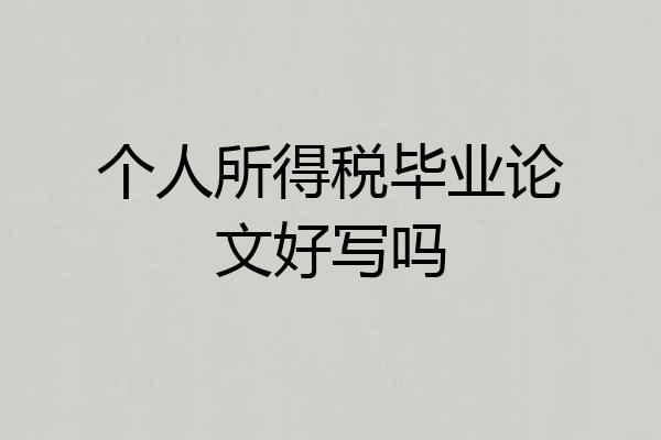 个人所得税毕业论文好写吗