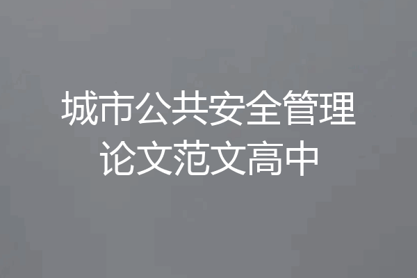 城市公共安全管理论文范文高中