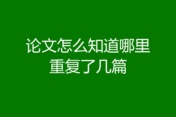 论文怎么知道哪里重复了几篇