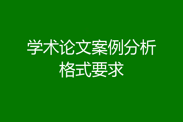 学术论文案例分析格式要求